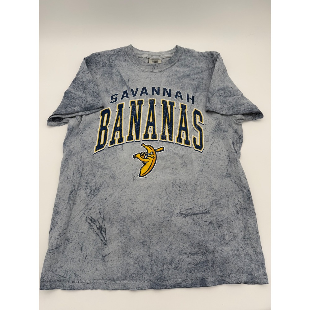 Savannah Bananas Comfort Colors Graphic T-Shirt Mens Medium Gray Acid Wash Tee